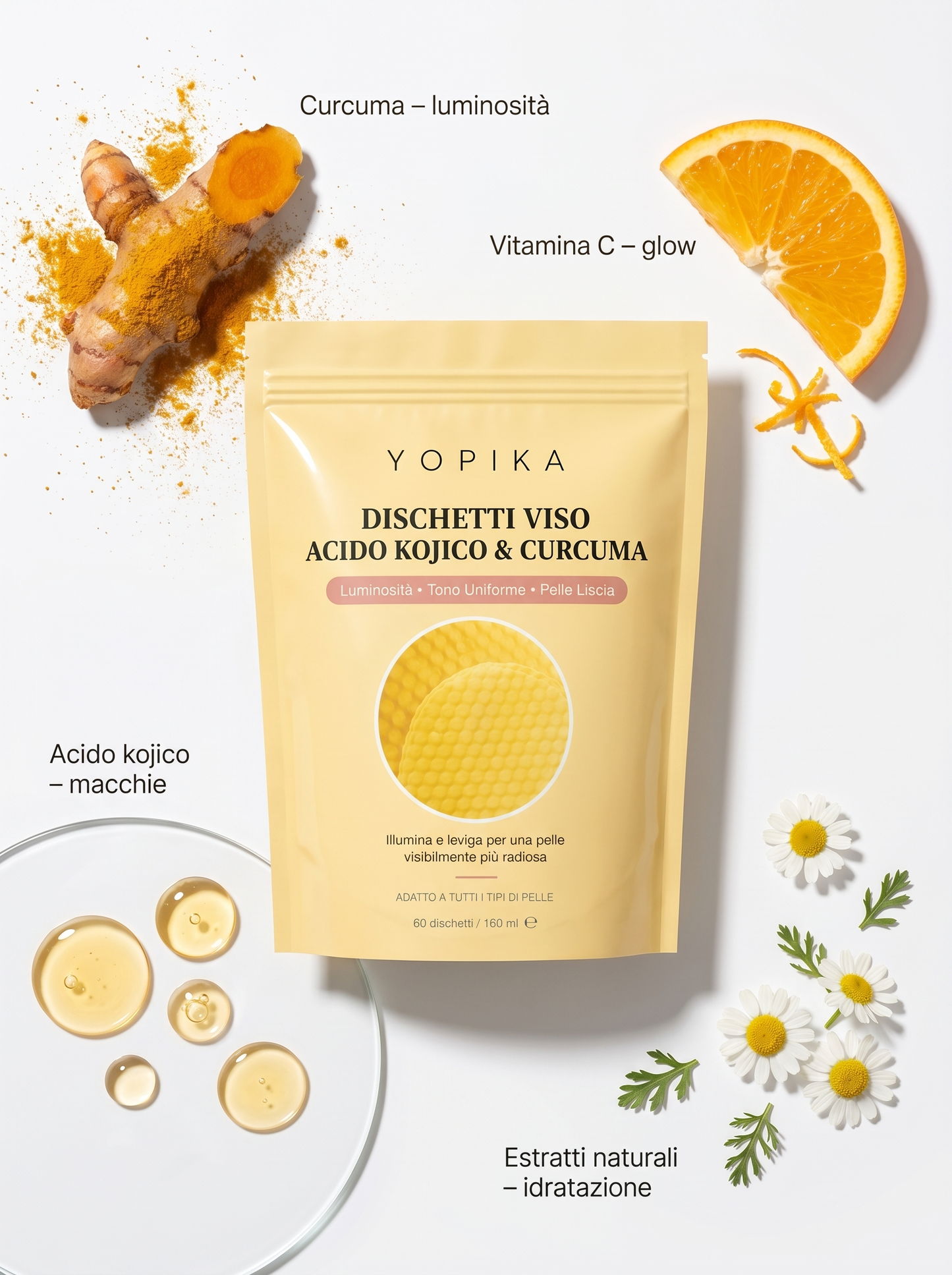 Dischetti viso acido kojico & curcuma