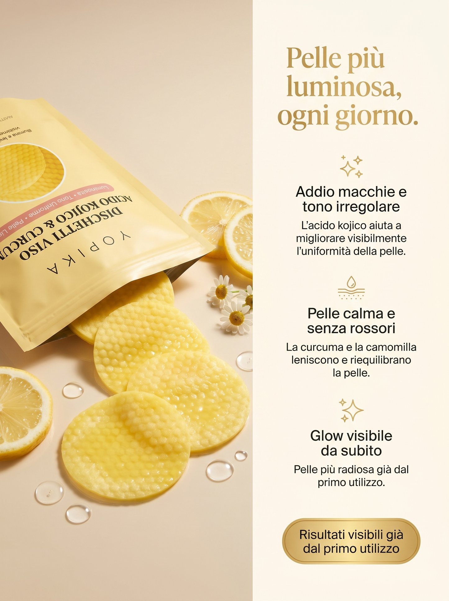 Dischetti viso acido kojico & curcuma